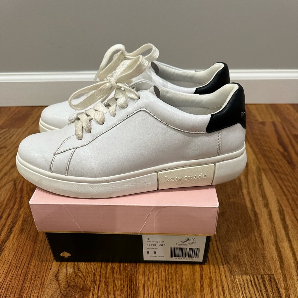 Kate Spade White Sneakers with Black Accents
